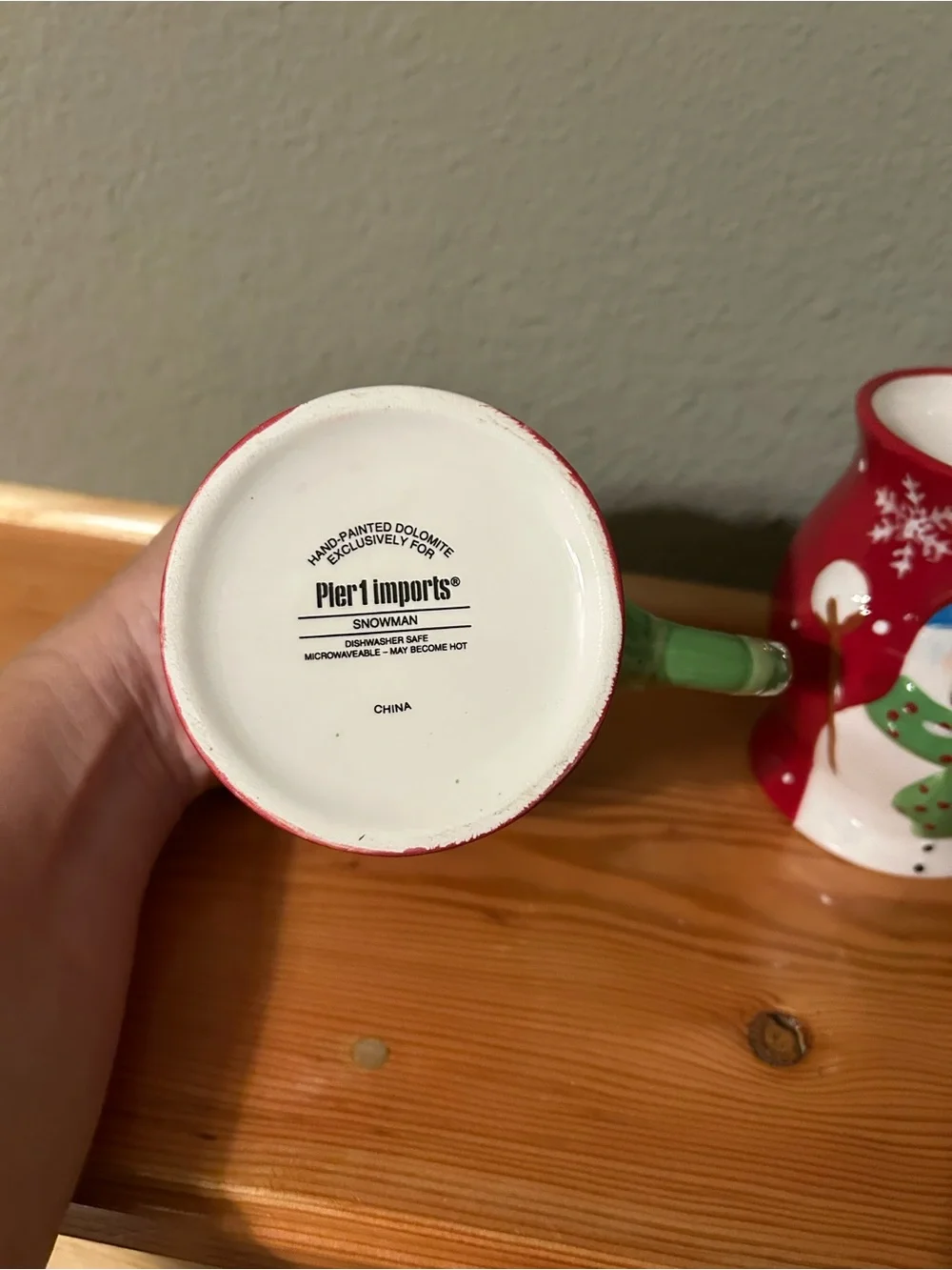 Pier One Jolly Holiday Red Snowman Ceramic Mugs - set of 3 never used